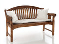 Bancos de jardín de madera 150x65x90 cm - marrón y blanco - respaldo de listones con reposabrazos y cojín de asiento