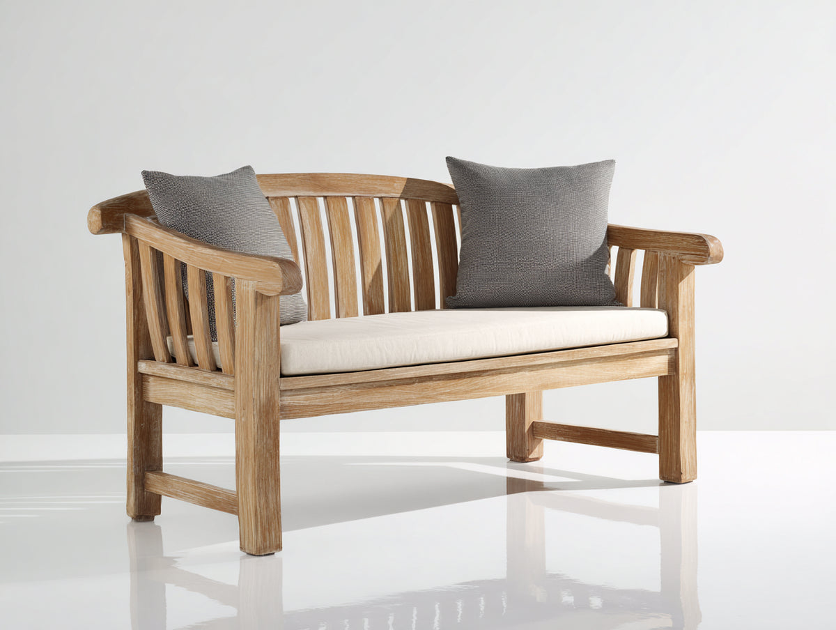 Bancos de jardín de madera 150 x 70 x 90 cm - marrón natural - asiento acolchado para exterior