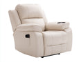 Sillones reclinables tapizado en cuero sintético crema 100 x 96 x 105 cm - Reclinación eléctrica con portavasos y mando