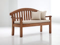 Bancos de jardín de madera 150 x 60 x 90 cm - marrón y beige - diseño clásico con respaldo curvo y asiento acolchado