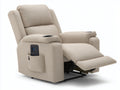 Sillones reclinables de tela 98 x 96 x 105 cm - beige - con reposapiés elevable portavasos y bolsillo lateral