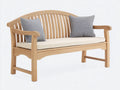 Bancos de jardín de madera 160 x 65 x 92 cm - madera natural y beige - diseño clásico de 2 plazas con respaldo curvo y asiento acolchado