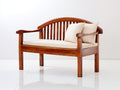 Bancos de jardín de madera 120x65x90 cm - Marrón y beige - Respaldo de listones con reposabrazos y diseño clásico