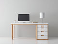 Mesas de oficina de madera 160 x 60 x 75 cm - blanco y madera natural - diseño moderno con 4 cajones integrados