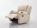 Sillones reclinables tapizados 100 x 95 x 105 cm - beige claro - con reposapiés y portavasos