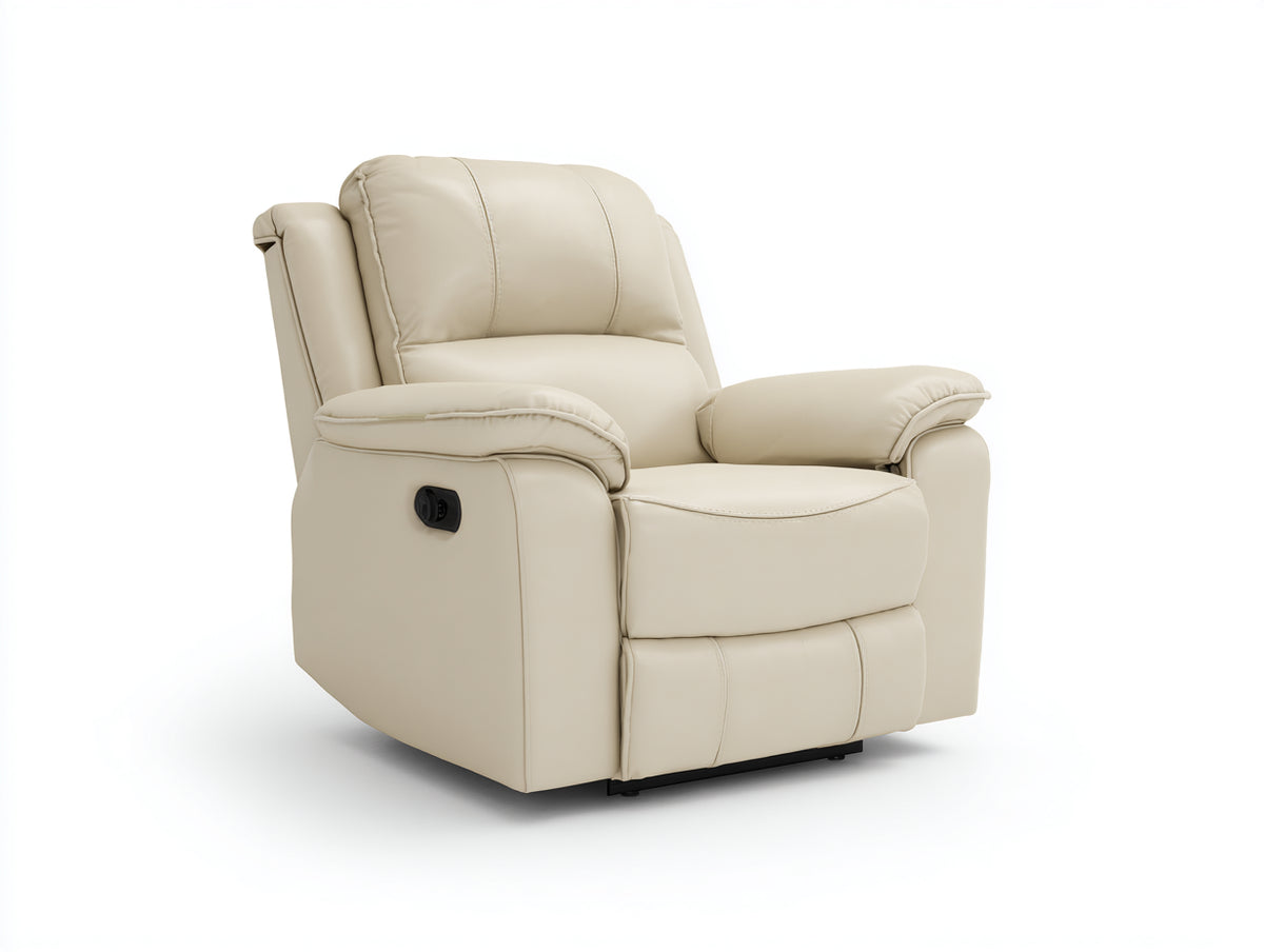 Sillones reclinables tapizados 96 x 94 x 103 cm - beige claro - respaldo acolchado y reposapiés extensible