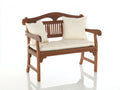 Bancos de jardín de madera 125x65x90 cm - Marrón y crema - Respaldo decorativo con reposabrazos y asiento acolchado