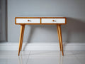 Mesas de oficina de madera 100x45x80 cm - Blanco y roble natural - 2 cajones con diseño compacto y moderno