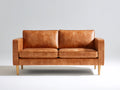 Sofás 2 plazas tapizados 152 x 82 x 82 cm - marrón coñac - diseño recto con respaldo acolchado