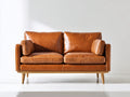Sofás 2 plazas tapizado efecto cuero 170 x 84 x 82 cm - marrón coñac - diseño moderno con patas de madera