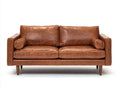 Sofás 2 plazas tapizado efecto cuero 190 x 88 x 86 cm - marrón coñac - diseño clásico con patas de madera