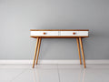 Mesas de oficina con 2 cajones 120 x 50 x 78 cm - blanco y madera natural - diseño moderno con almacenamiento integrado