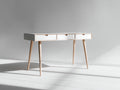 Mesas de oficina de madera 140 x 55 x 76 cm - blanco y madera natural - diseño moderno con 3 cajones integrados