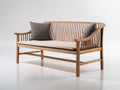 Bancos de jardín de madera maciza 145x70x85 cm - madera natural y beige - diseño de listones con reposabrazos