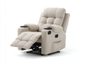 Sillones reclinables tapizado en tela beige 96 x 94 x 104 cm - Reclinación eléctrica con reposapiés y portavasos