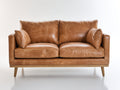 Sofás 2 plazas tapizado efecto cuero 188 x 90 x 87 cm - marrón caramelo - diseño moderno con patas de madera