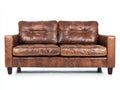 Sofás 2 plazas tapizado efecto cuero envejecido 168 x 82 x 85 cm - marrón - diseño clásico con respaldo acolchado