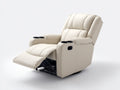 Sillones reclinables de piel sintética 103x97x106 cm - beige claro - reposapiés extensible con portavasos dobles y base giratoria