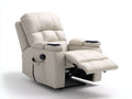 Sillones reclinables tapizados 104 x 98 x 107 cm - blanco crema - con reposapiés y 4 portavasos