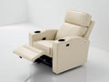 Sillones reclinables tapizado acolchado 96 x 92 x 105 cm - beige - reposapiés extensible y portavasos
