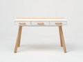 Mesas de oficina de madera 120 x 50 x 76 cm - blanco y madera natural - diseño moderno con 3 cajones integrados